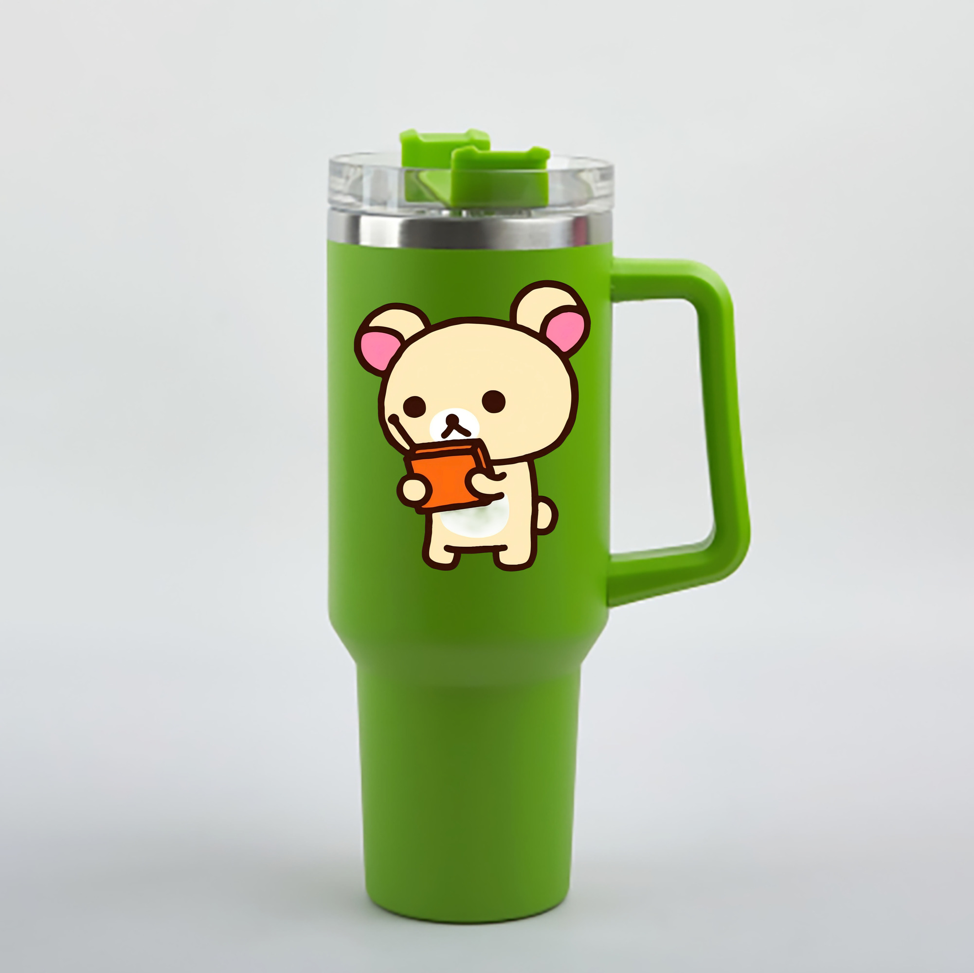 （画像用） リラックマ リラックマ キイロイトリ Rilakkuma Korilakkuma Kiiroitori 1200mL車用タンブラー - クリスタルステッカー（プラスチックストロー付き）